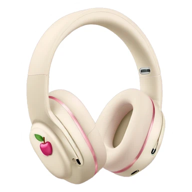 Cream colored Apple AirPods Max headphones with pink bows sticker