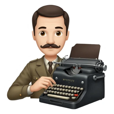 moustache man with vintage typewriter sticker