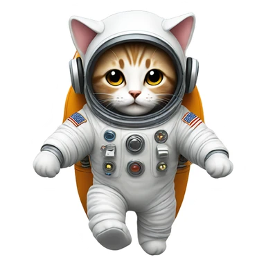Cute little Cat space suit with headphone. Flying a rocket in space sticker