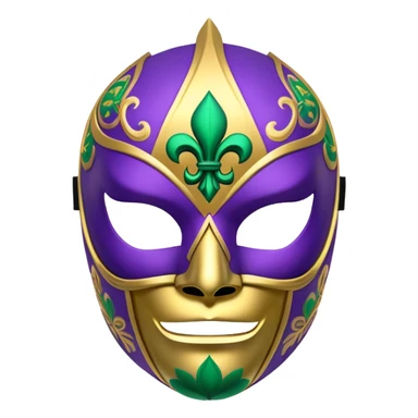 Louisiana themed luchador mask with fleur-de-lis and Mardi Gras colors (purple, green, gold) sticker