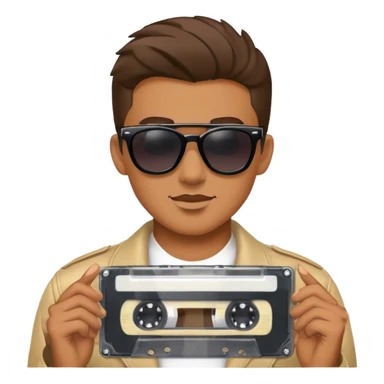 Cool guy with cassette and sunglasses sticker