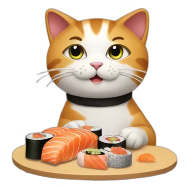 cat serving sushi sticker