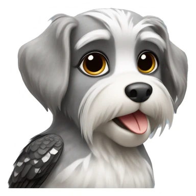 Kookaburra sitting in a grey miniature Schnauzer dog  sticker