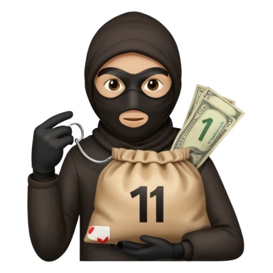 Un voleur avec un sac écrit 1 $ sticker