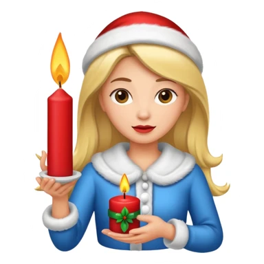 woman holding christmass ornamented candle sticker
