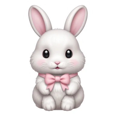 White bunny with light pink bow around its neck facing the side sticker