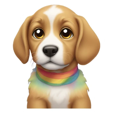 Puppy wearing rainbows sticker