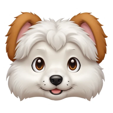 White dog with brown eyes and some long white body and white ears with brown spots curved on the sides sticker