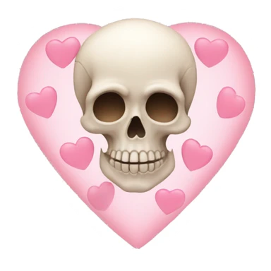 Skull with light pink hearts around it  sticker