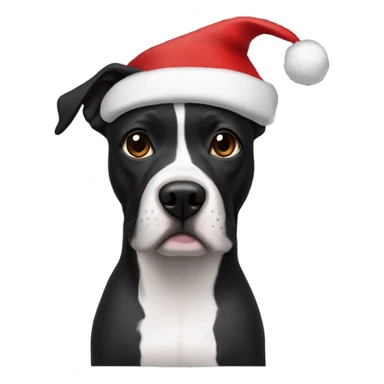 Black Staffordshire female wearing Santa hat and Santa costume sticker