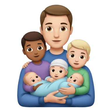 man with three babies sticker