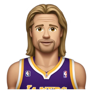 brad pitt wearing lakers jersey sticker