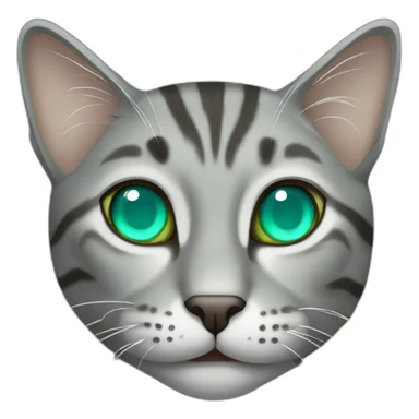 Gray Tabby cat with turquoise green eyes sticker
