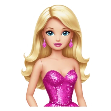 Glamorous blonde Barbie, hot pink sequin gown sticker