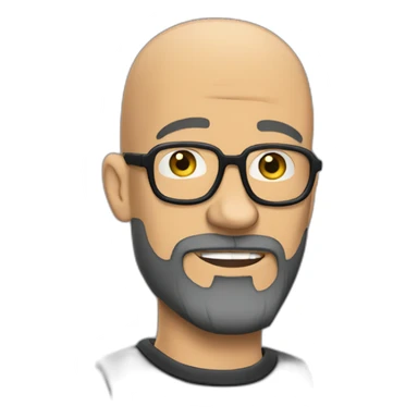 Tattooed bald man with beard and glasses, style Futurama sticker