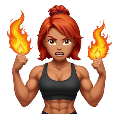 burning angry bodybuilder red haired woman sticker