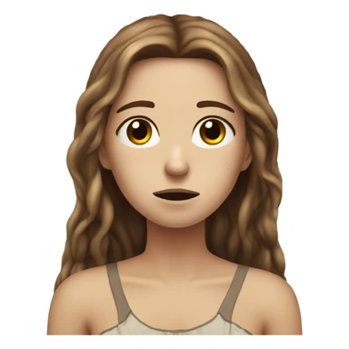 sad white girl with long brown hair crying on the beach summer  sticker