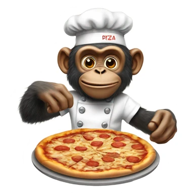 Chimp chef making a pizza sticker