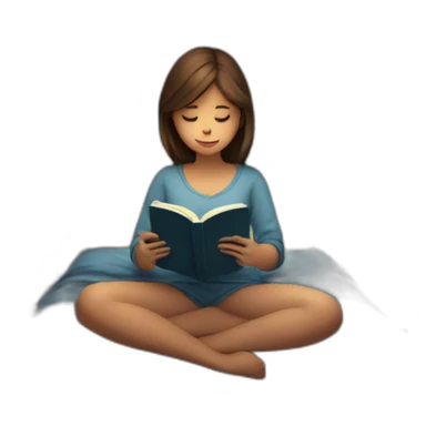 A lonely girl reading book in night sticker