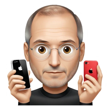 Steve Jobs with an iPhone sticker