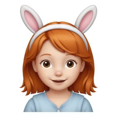 bunny ear wearing ginger small kid sticker