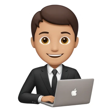 working laptop person suit happy sticker