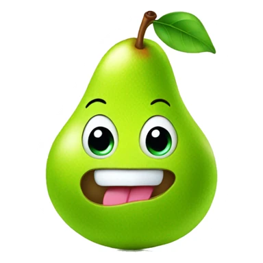 Shiny Green Cute pear with tongue sticker