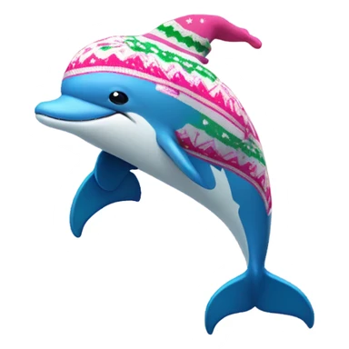 A pink dolphin in a Christmas sweater with arm bands on  sticker