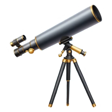 An icon featuring a telescope, stars, and a planet, symbolizing astronomy. The design includes a crescent moon, distant galaxies, and constellations, representing the study of space and celestial bodies. Transparent background highlights the exploration of the universe and cosmic phenomena. sticker