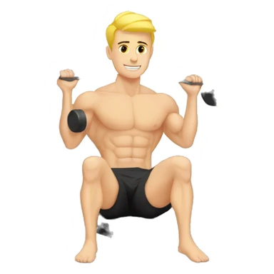Blonde guy doing sit ups in the gym sticker