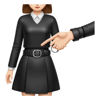 black leather belt in girls hand handing it to someone  sticker