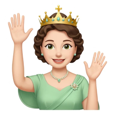 Queen Elizabeth waves in pastel green clothes sticker