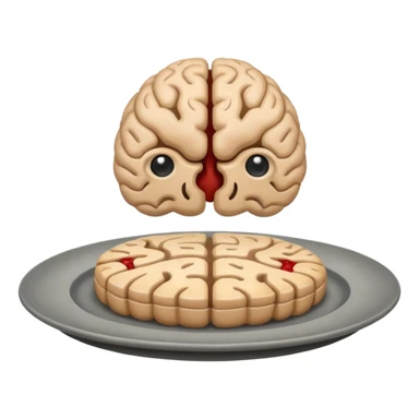 Brain on a plate next to head  sticker
