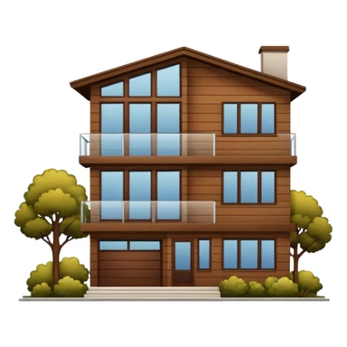 Make me a modern house with two floors, with big windows and brown wood panel on the outside sticker