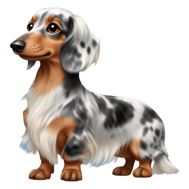 tri Merle long haired Dachshund full body sticker