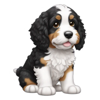 mini bernedoodle white ears with black spots on butt sticker