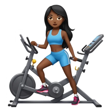 Long black hair desi girl with gym equipment sticker