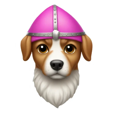 cute dog with pink nose in a viking hat sticker