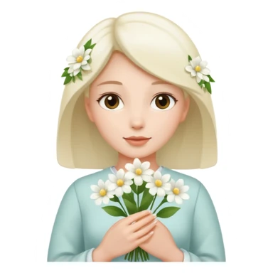 woman holding white flowers in their hands sticker