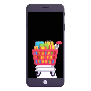 3D mobile phone with shopping app open sticker