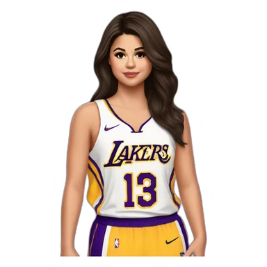 selena gomez with lakers jersey sticker