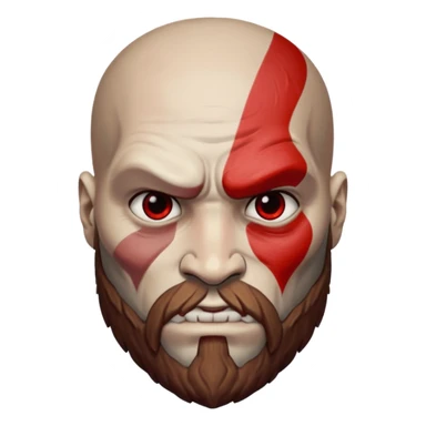 Visage de Kratos du jeu PlayStation a la perfection, c'est a dire que la marque rouge doit partir jusqu'à l'arrière du crâne  sticker