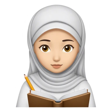 a white young asian muslim woman studying  sticker