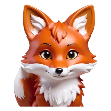 Cinematic Cute Fox Portrait Emoji, Head tilted playfully and inquisitively, featuring a glossy red Fur with delicate white accents and perky ears, round, sparkling amber eyes filled with mischievous curiosity, Simplified yet irresistibly adorable features, highly detailed, glowing with a warm, friendly glow, high shine, affectionate and lively, stylized with a touch of woodland whimsy, bright and endearing, soft glowing outline, capturing the essence of a mischievous yet loving fox, so playful it feels like it could dart out of the screen and into your arms! sticker