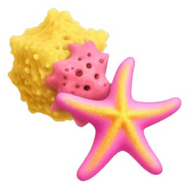 Pink Starfish and yellow sea sponge sticker