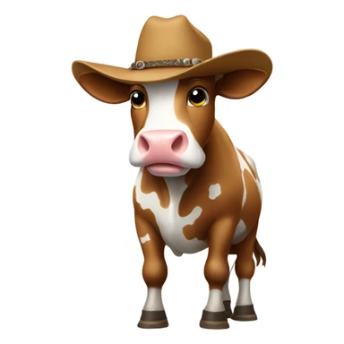 Cow wearing a cowboy hat and boots sticker