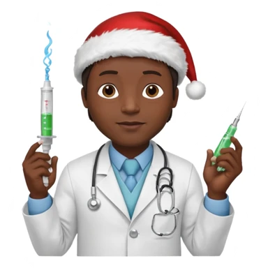 the rock vestido de doctor con una geringa en navidad sticker