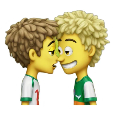 neymar jr kissing spongebob cartoon sticker