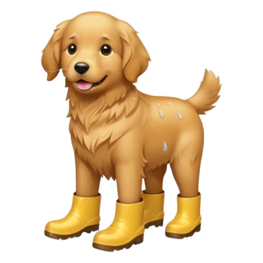 golden retriever with rainboots sticker