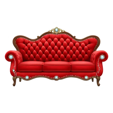 Vintage velvet red sofa with rhinestones buttons sticker